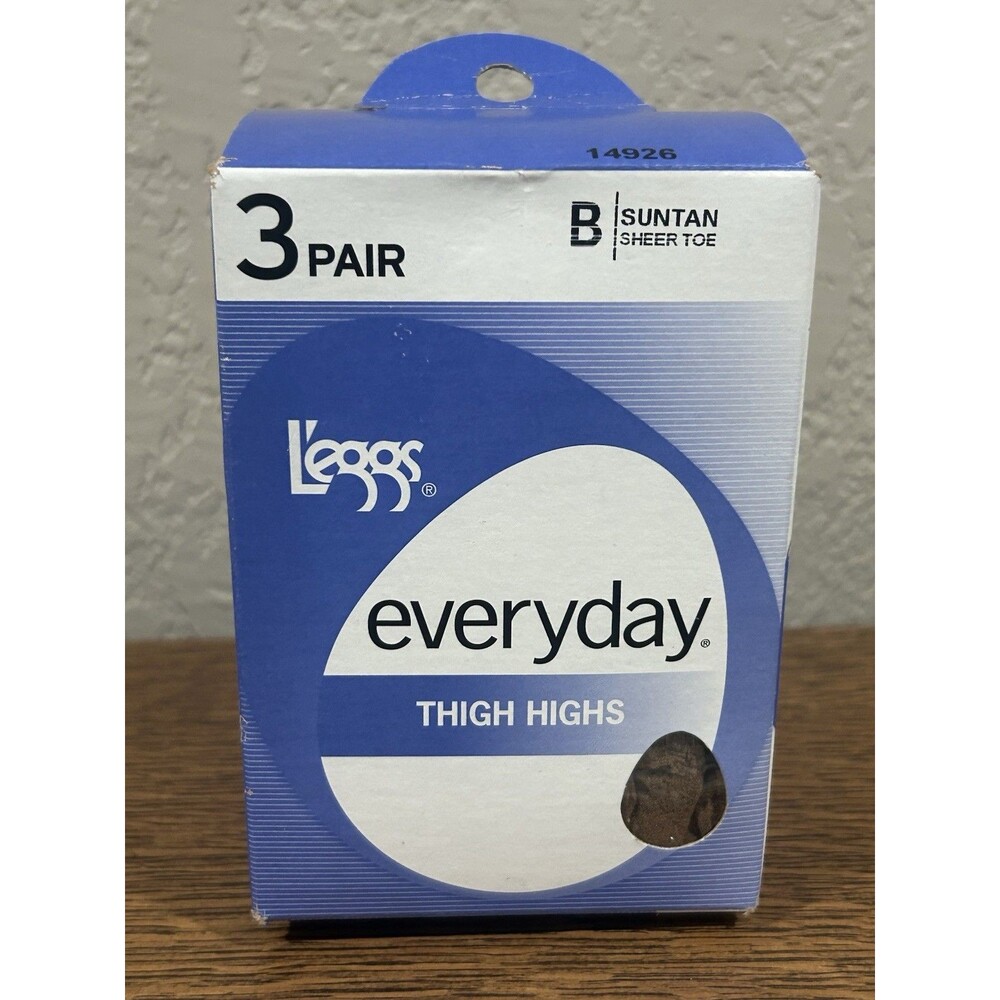 Leggs Every Day Thigh High Panty Hose Suntan Shear Toe Size B Set Of 3